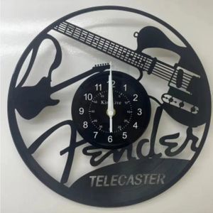 NEW Fender Guitar Vinyl Record Album‎ Cut Wall Clock Rock & Roll Band Gui…